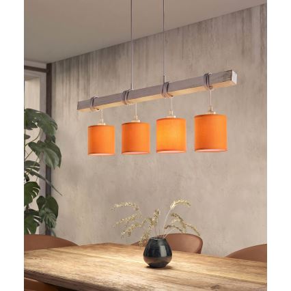 BRILAGI - LED-pendel på vajer NUBILA 4xE27/60W/230V grå/orange