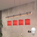 BRILAGI - LED-pendel på vajer NUBILA 4xE27/60W/230V grå/röd
