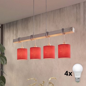 BRILAGI - LED-pendel på vajer NUBILA 4xE27/60W/230V grå/röd