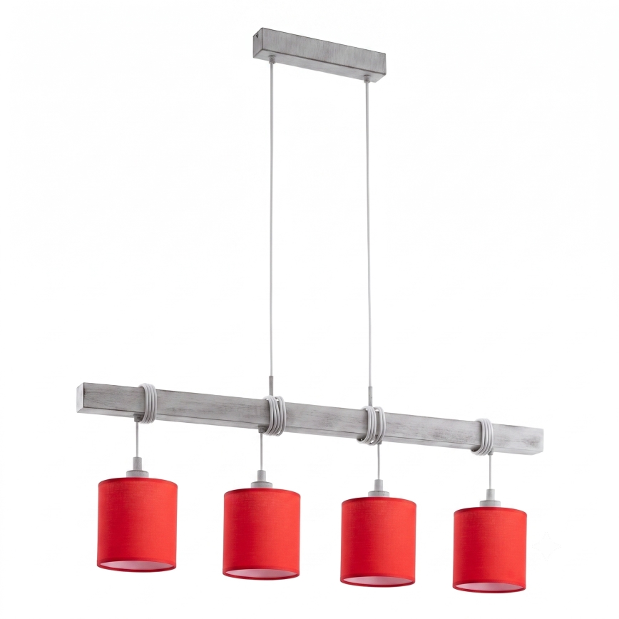 BRILAGI - LED-pendel på vajer NUBILA 4xE27/60W/230V grå/röd