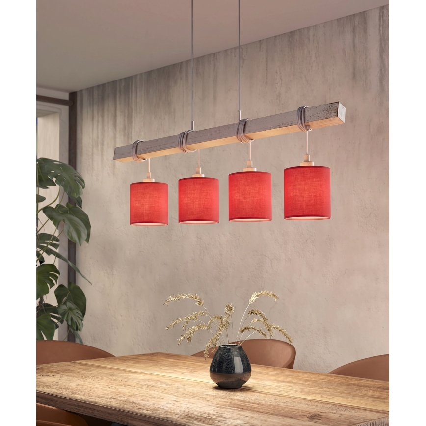 BRILAGI - LED-pendel på vajer NUBILA 4xE27/60W/230V grå/röd