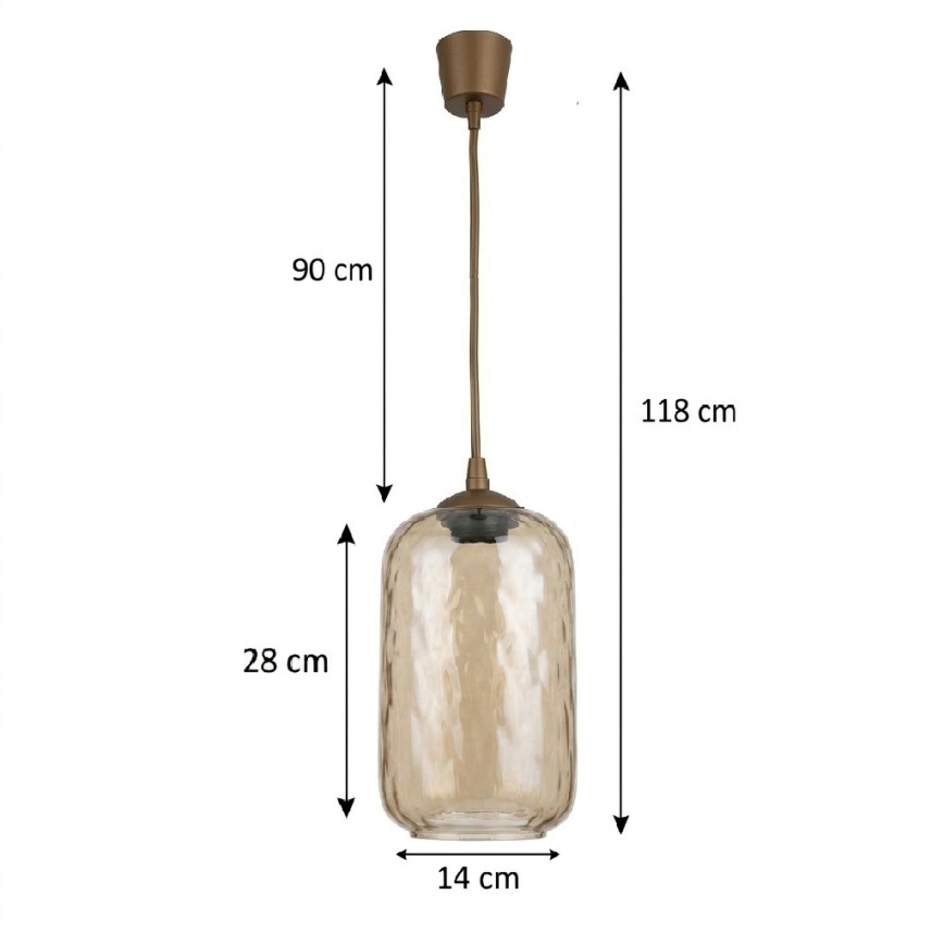 BRILAGI - LED-pendellampa på sladd RETRO GLASS 1xE27/60W/230V Ø 14 cm brun/rökbrun
