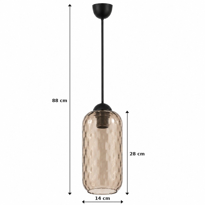 BRILAGI - LED-hänglampa på kabel RETRO GLASS 1xE27/60W/230V Ø 14 cm svart/rökbrun