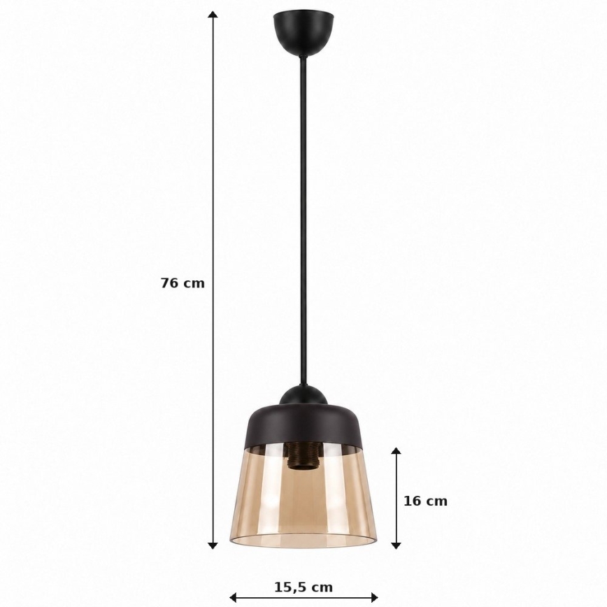 BRILAGI - LED-hänglampa på vajer RETRO GLASS 1xE27/60W/230V Ø 15,5 cm svart/rökfärgad beige