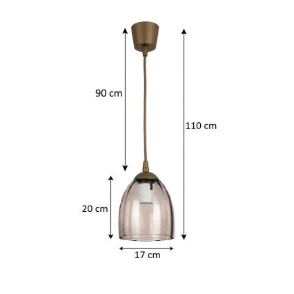 BRILAGI - LED-pendel på sladd RETRO GLASS 1xE27/60W/230V Ø 17 cm brun/rökig beige