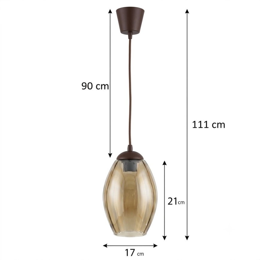 BRILAGI - LED pendellampa på sladd RETRO GLASS 1xE27/60W/230V Ø 17 cm brun/rökig beige