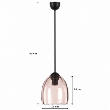 BRILAGI - LED-hänglampa på sladd RETRO GLASS 1xE27/60W/230V Ø 17 cm svart/rökig beige
