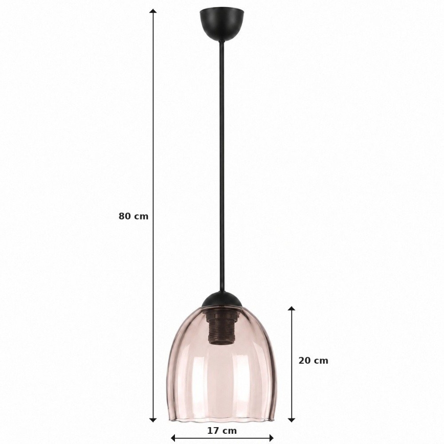 BRILAGI - LED-hänglampa på sladd RETRO GLASS 1xE27/60W/230V Ø 17 cm svart/rökig beige