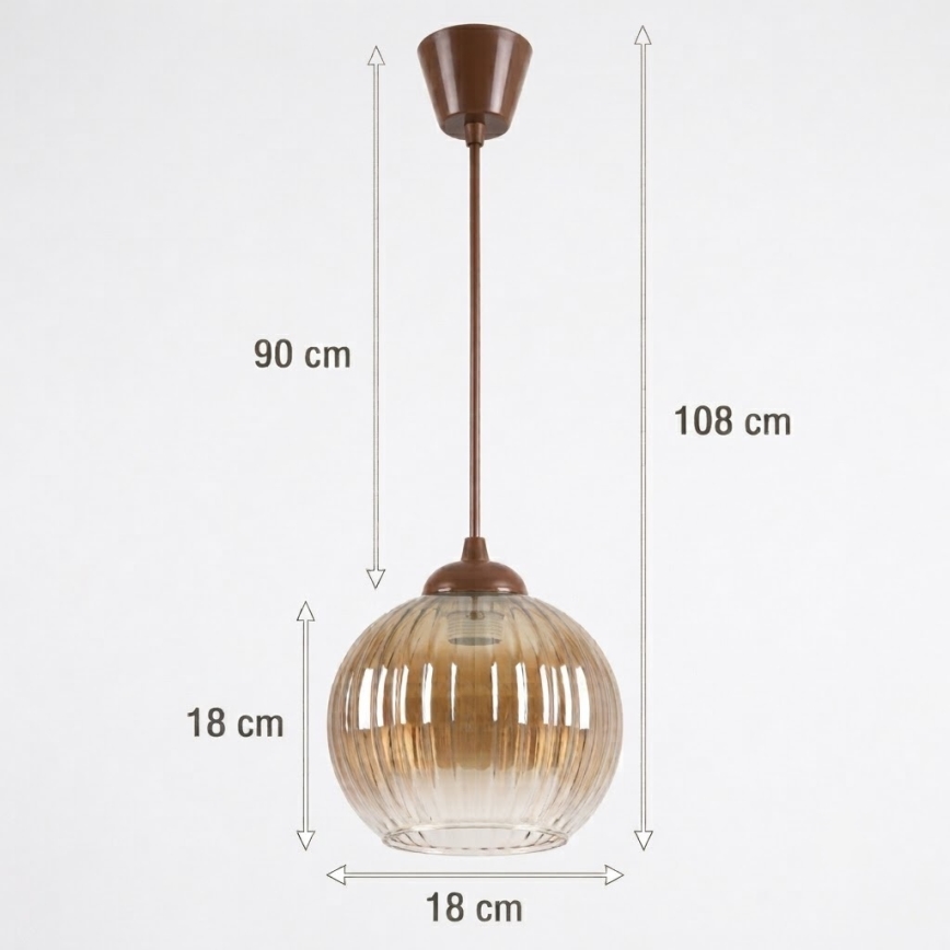BRILAGI - LED-pendellampa på vajer RETRO GLASS 1xE27/60W/230V Ø 18 cm brun/rökbrun