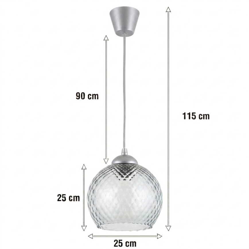 BRILAGI - LED-pendel på kabel RETRO GLASS 1xE27/60W/230V Ø 25 cm silver/rökgrå