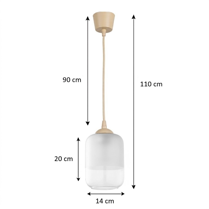 BRILAGI - LED-pendel på vajer RETRO GLASS 1xE27/60W/230V Ø 14 cm beige/vit