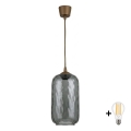 BRILAGI - LED-pendel på vajer RETRO GLASS 1xE27/60W/230V Ø 14 cm brun/rökgrå