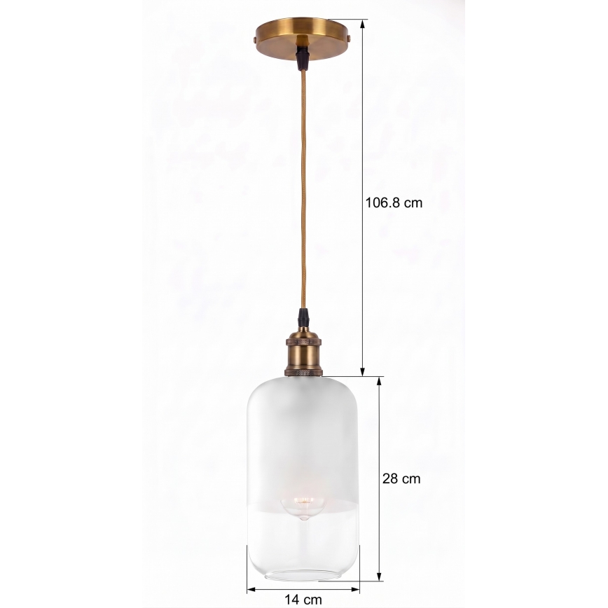 BRILAGI - LED-pendel på vajer RETRO GLASS 1xE27/60W/230V Ø 14 cm guld/vit