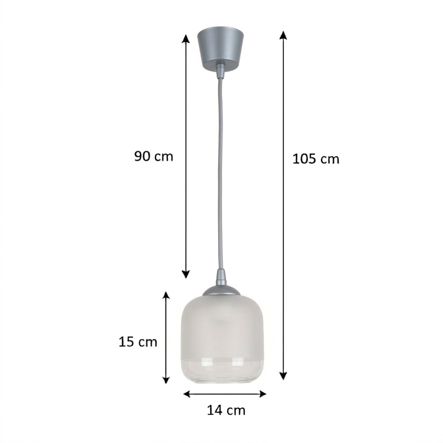 BRILAGI - LED-pendel på vajer RETRO GLASS 1xE27/60W/230V Ø 14 cm silver/vit