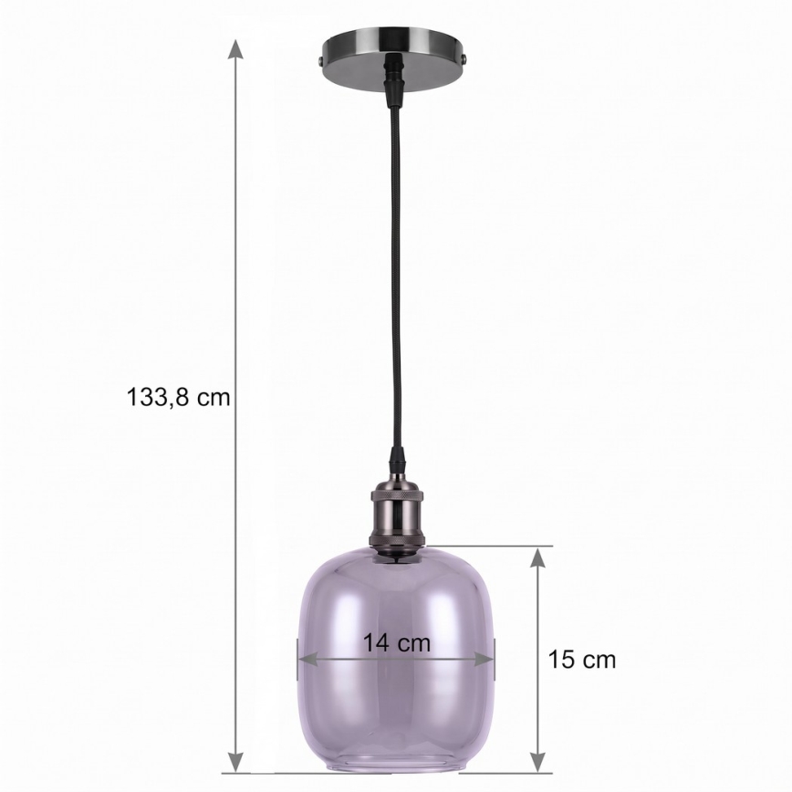 BRILAGI - LED-pendel på kabel RETRO GLASS 1xE27/60W/230V pr. 14 cm svart/rökgrå