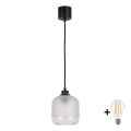 BRILAGI - LED-pendel på vajer RETRO GLASS 1xE27/60W/230V Ø 14 cm svart/vit
