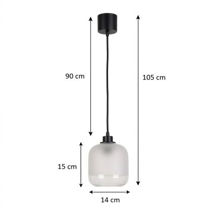 BRILAGI - LED-pendel på vajer RETRO GLASS 1xE27/60W/230V Ø 14 cm svart/vit