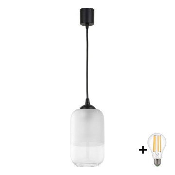 BRILAGI - LED-pendel på vajer RETRO GLASS 1xE27/60W/230V Ø 14 cm svart/vit