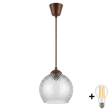 BRILAGI - LED-pendel på vajer RETRO GLASS 1xE27/60W/230V Ø 25 cm brun/rökgrå