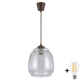 BRILAGI - LED-pendel på vajer RETRO GLASS 1xE27/60W/230V Ø 26 cm brun/rökgrå