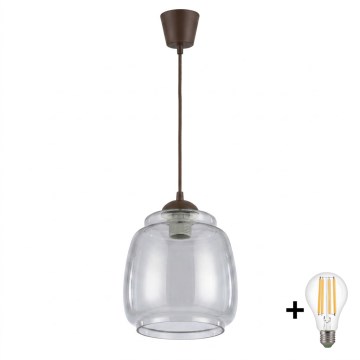 BRILAGI - LED-pendel på vajer RETRO GLASS 1xE27/60W/230V Ø 26 cm brun/rökgrå