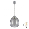 BRILAGI - LED-pendel på vajer RETRO GLASS 1xE27/60W/230V Ø26 cm silver/rökgrå