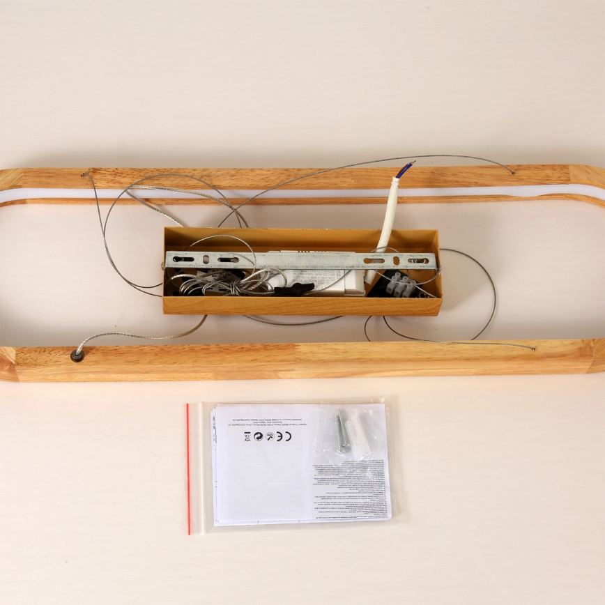 Brilagi - LED-pendel på vajer UMEA WOOD LED/30W/230V 70x20 cm gummiträ