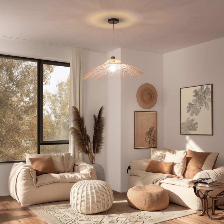 Brilagi - LED-pendellampa CERIA BOHO på vajer, 1xE27/40W/230V, Ø 70 cm, bambu