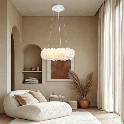 BRILAGI - LED-pendellampa FEATHER med vajerupphängning 3xE27/40W/230V + 3xLED/3W Ø 40 cm vit