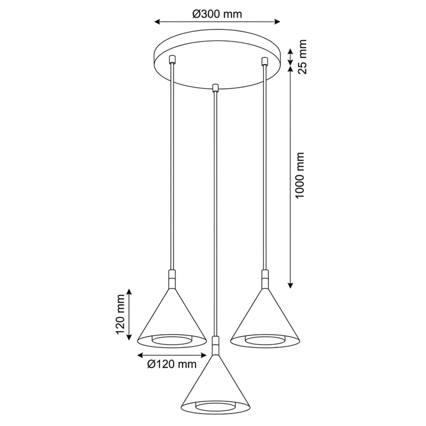 BRILAGI - LED Pendellampa med kabel CONE TRIPLE ROUND 3xGX53/15W/230V vit