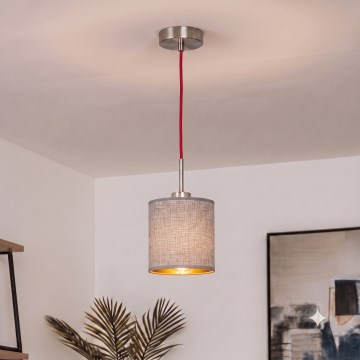 Brilagi - LED-pendellampa med kabel NUBILA 1xE27/60W/230V Ø 14 cm röd/grå