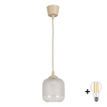 BRILAGI - LED-pendellampa med kabel RETRO GLASS 1xE27/60W/230V Ø 14 cm beige/vit