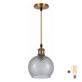 BRILAGI - LED-pendellampa med kabel RETRO GLASS 1xE27/60W/230V Ø 18 cm guld/rökgrå