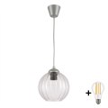 BRILAGI - LED-pendellampa med kabel RETRO GLASS 1xE27/60W/230V Ø 18 cm silver/klart glas