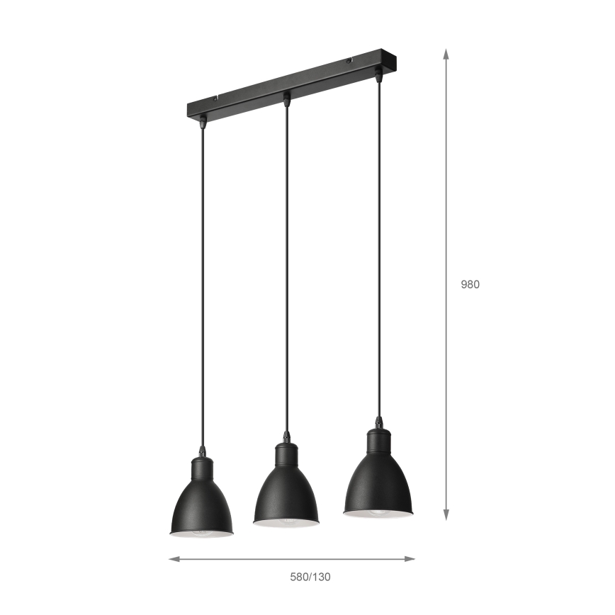 BRILAGI - LED-pendellampa med kabel RIDDY 3xE27/60W/230V svart