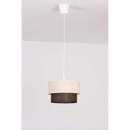 Brilagi - LED-pendellampa med sladd BOHO STYLE 1xE27/15W/230V Ø 25 cm krämfärgad/brun