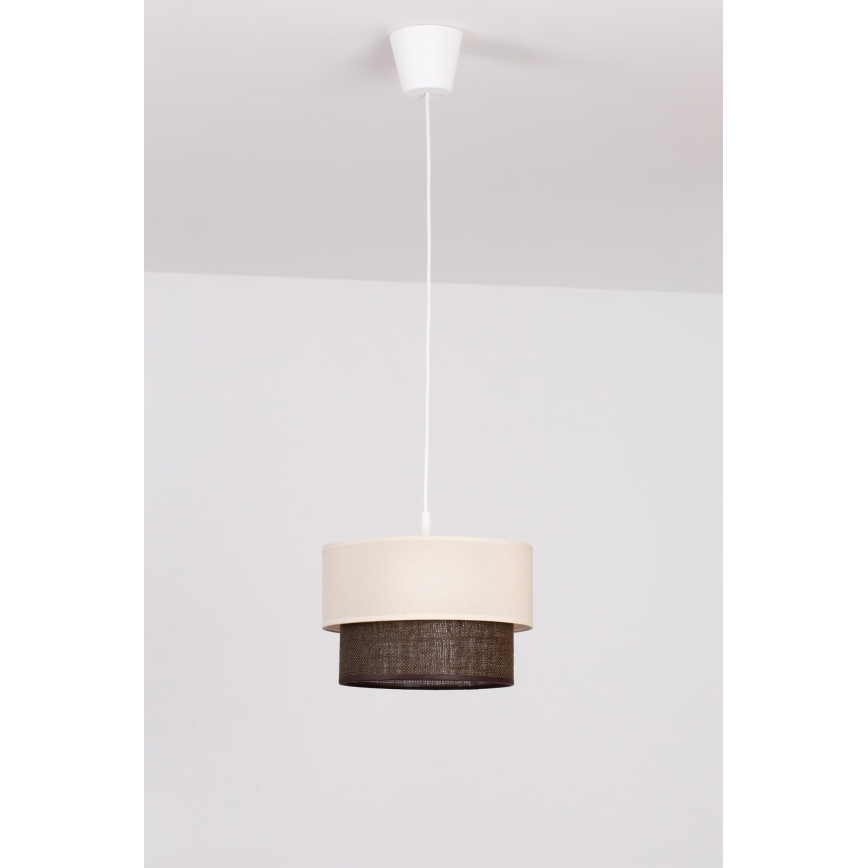 Brilagi - LED-pendellampa med sladd BOHO STYLE 1xE27/15W/230V Ø 25 cm krämfärgad/brun