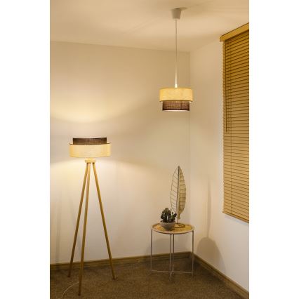Brilagi - LED-pendellampa med sladd BOHO STYLE 1xE27/15W/230V Ø 25 cm krämfärgad/brun