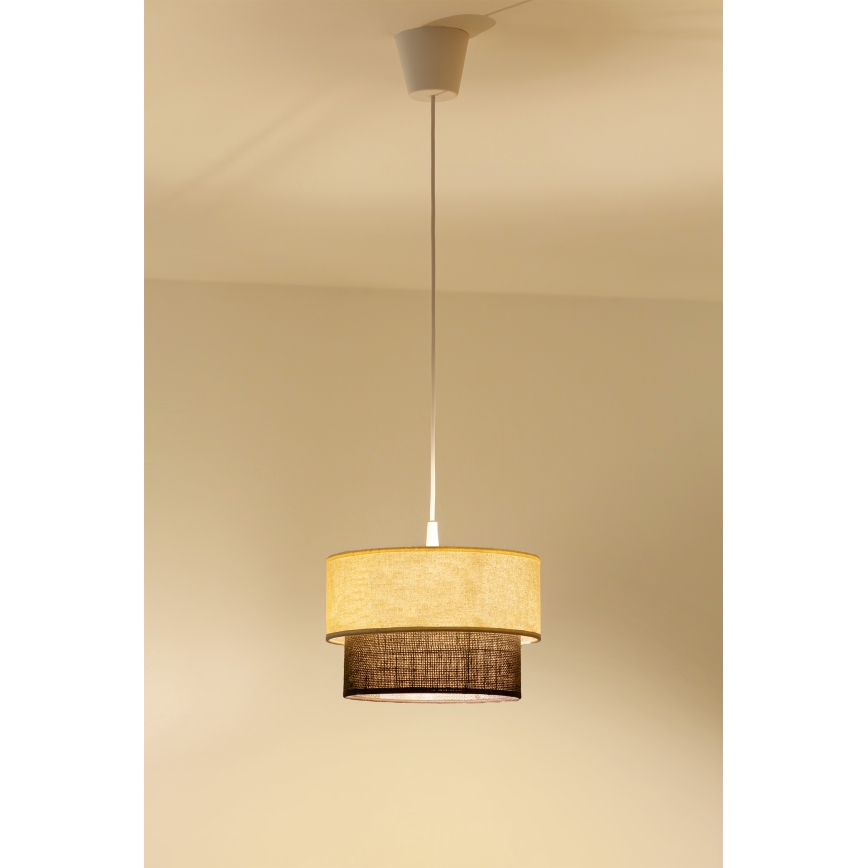 Brilagi - LED-pendellampa med sladd BOHO STYLE 1xE27/15W/230V Ø 25 cm krämfärgad/brun