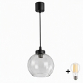 BRILAGI - LED-pendellampa med sladd RETRO GLASS 1xE27/60W/230V Ø 25 cm svart/klar