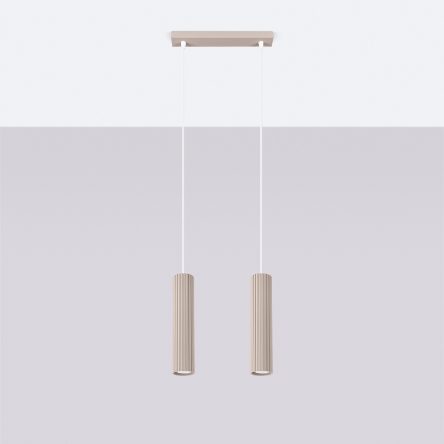 Brilagi - LED-pendellampa med vajer CRESTO 2xGU10/10W/230V taupe