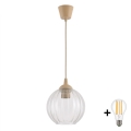 BRILAGI - LED-pendellampa med vajer RETRO GLASS 1xE27/60W/230V Ø 18 cm beige/klar