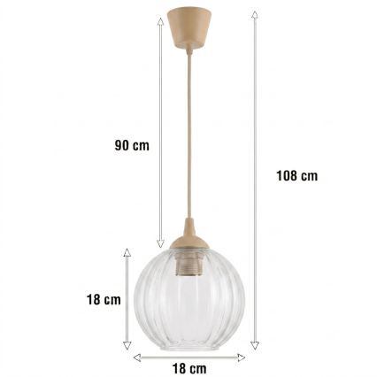 BRILAGI - LED-pendellampa med vajer RETRO GLASS 1xE27/60W/230V Ø 18 cm beige/klar