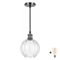 BRILAGI - LED pendellampa med vajer RETRO GLASS 1xE27/60W/230V Ø 18 cm svart/klar