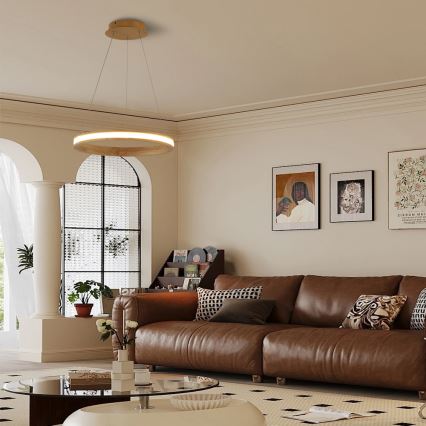 Brilagi - LED-pendellampa med vajer UMEA WOOD LED/30W/230V Ø 40 cm trä