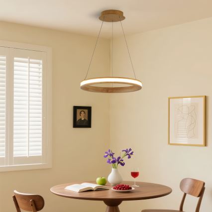 Brilagi - LED-pendellampa med vajer UMEA WOOD LED/30W/230V Ø 40 cm trä