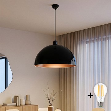 BRILAGI - LED-pendellampa med vajerupphängning METALO 1xE27/40W/230V Ø 60 cm svart/koppar