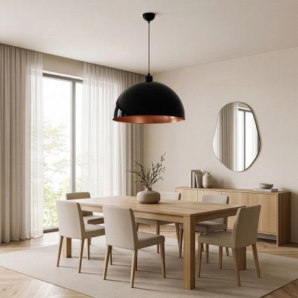 BRILAGI - LED-pendellampa med vajerupphängning METALO 1xE27/40W/230V Ø 60 cm svart/koppar