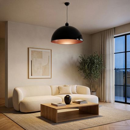 BRILAGI - LED-pendellampa med vajerupphängning METALO 1xE27/40W/230V Ø 60 cm svart/koppar