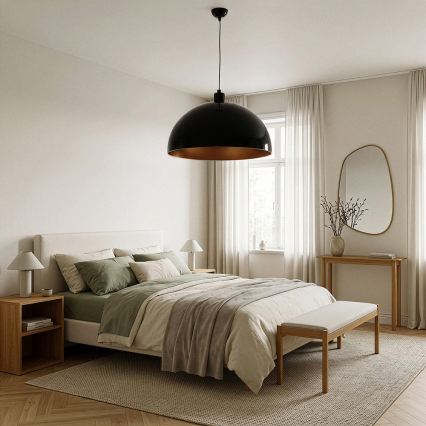 BRILAGI - LED-pendellampa med vajerupphängning METALO 1xE27/40W/230V Ø 60 cm svart/koppar